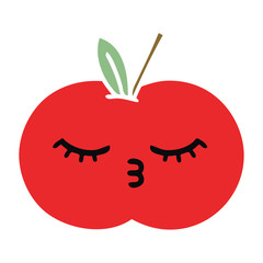 flat color retro cartoon red apple