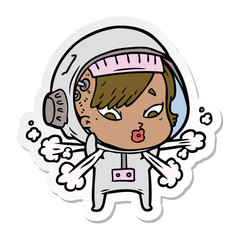 sticker of a cartoon astronaut woman