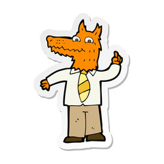 sticker of a cartoon business fox with idea