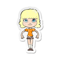 retro distressed sticker of a cartoon girl