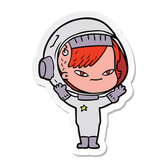 sticker of a cartoon astronaut woman