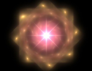 Lacy colorful clockwork pattern. Digital fractal art design. Abstract design of sacred symbols signs geometry.