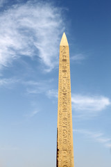 Ancient Obelisk with hieroglyphs at Karnak Temple, Luxor, Egypt