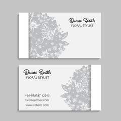 set of front and back of business card with flowers