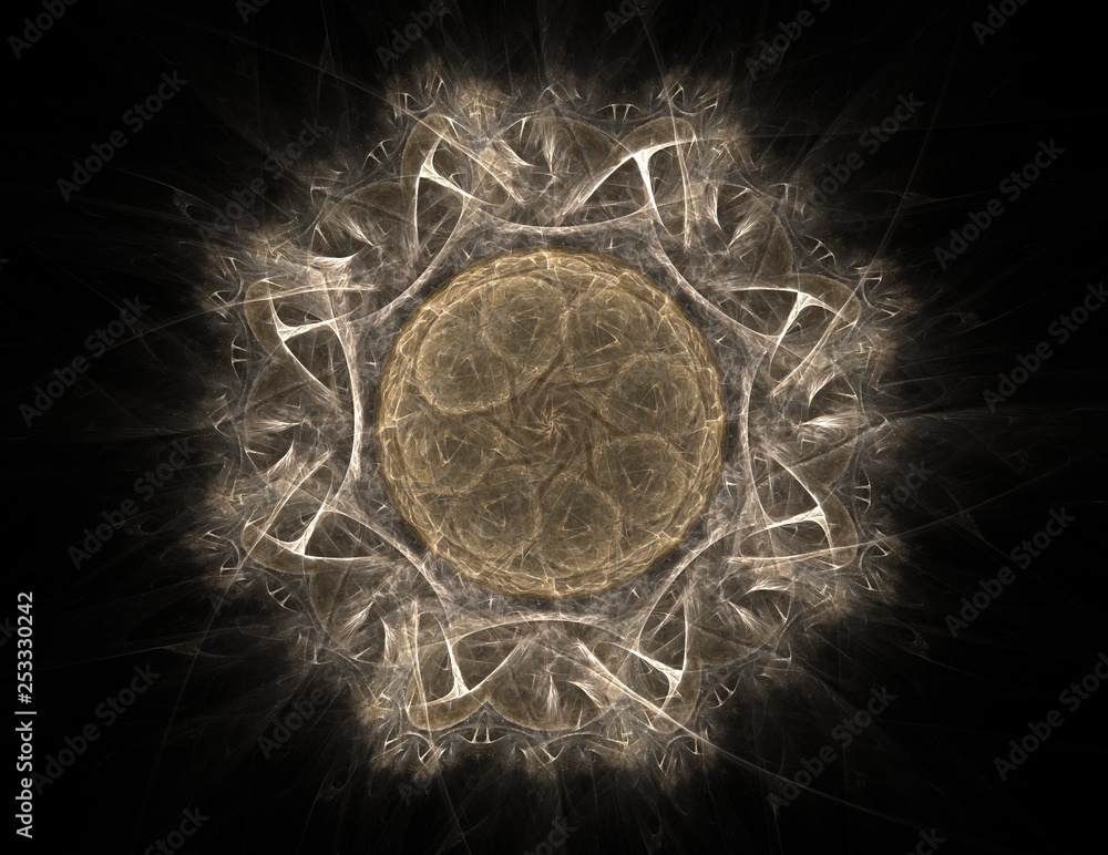 Poster abstract fractal color background with crossing circles and oval. motion illustration.
