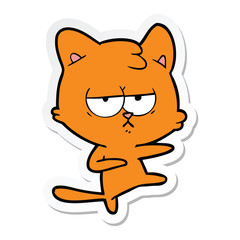 sticker of a bored cartoon cat