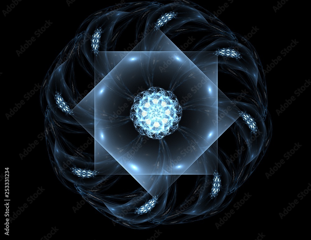 Poster lacy colorful clockwork pattern. digital fractal art design. abstract design of sacred symbols signs
