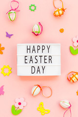 Creative Easter flat lay holiday text ligthbox