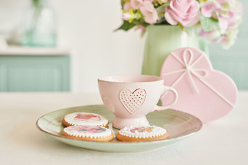 Gingerbreads for March 8 in the bright kitchen with flowers