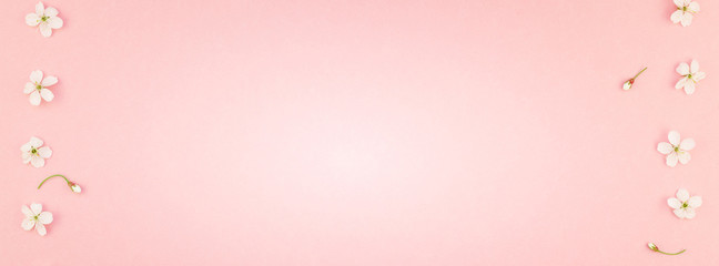 White spring cherry tree blooming flowers pattern