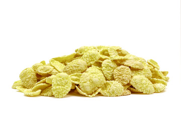 Corn flakes isolated on white background.