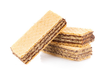 wafers with chocolate isolated on white background