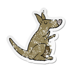 distressed sticker of a cartoon kangaroo