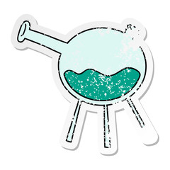 distressed sticker cartoon doodle of a science test tube