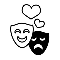 drama comedy masks hearts