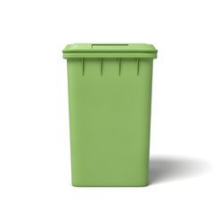 3d rendering of a light-green trash can isolated on white background.