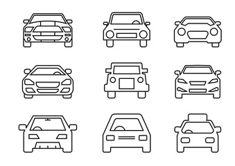 thin line icons set,transportation,Car front,vector illustrations
