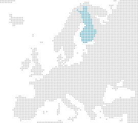 Fototapeta na wymiar Finnland Markierung auf Europakarte