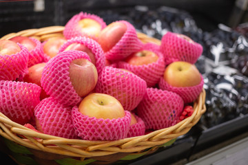 Fresh harvest of apples. Apple sells at department stores.