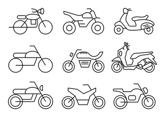 thin line icons set,transportation,Motorcycle,vector illustrations