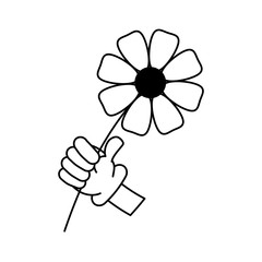 cartoon hand with flower