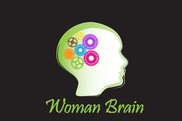 Brain and gears logo vector image