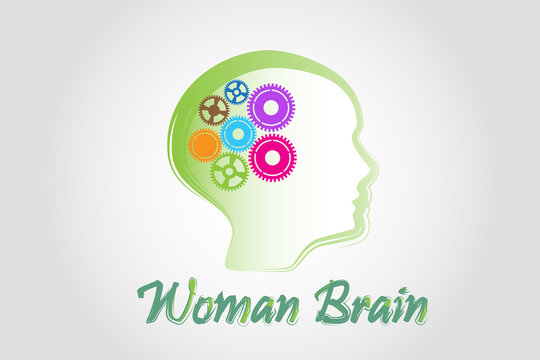 Brain and gears logo vector image