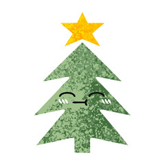 retro illustration style cartoon christmas tree