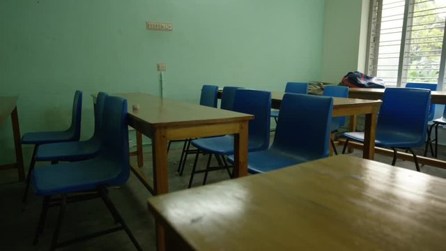 Empty classroom filmed in Asia. Filmed on Red Dragon