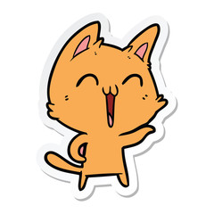 sticker of a happy cartoon cat