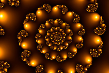 abstract background in the form of a fractal spiral in gold color