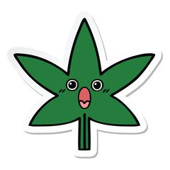 sticker of a cute cartoon marijuana leaf