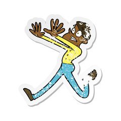 retro distressed sticker of a cartoon man running away