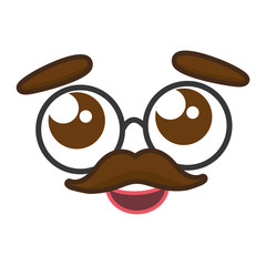 cartoon kawaii face mustache