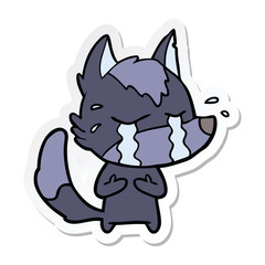 sticker of a cartoon crying wolf