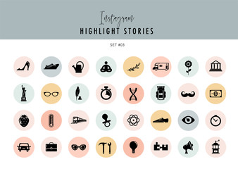 Instagram Highlights Stories Covers Icons collection. Fully editable, scalable vector file