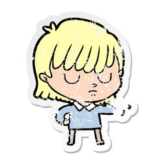 distressed sticker of a cartoon woman