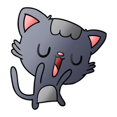 gradient cartoon of cute kawaii cat