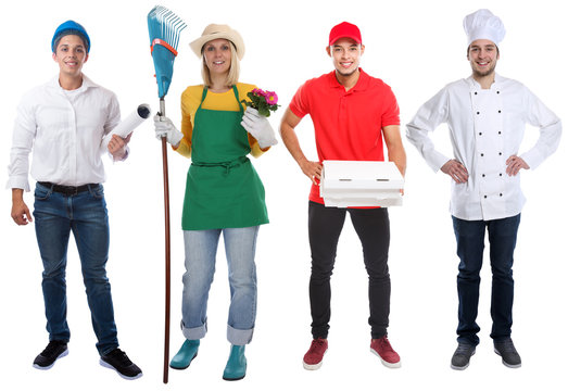 Ausbildung Berufe junge Leute Beruf Ganzk&ouml;rper Portrait Freisteller freigestellt isoliert