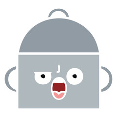 flat color retro cartoon cooking pot