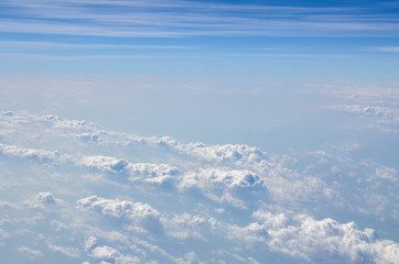 The sky with clouds view from airplane window