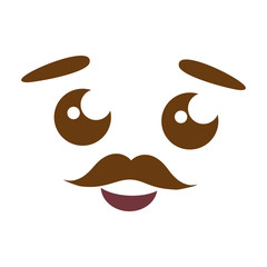 cartoon kawaii face mustache
