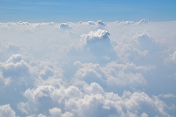 The sky with clouds view from airplane window