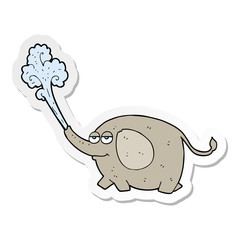 sticker of a cartoon elephant squirting water