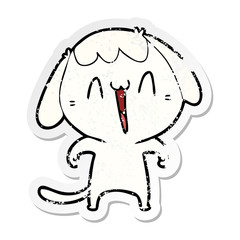distressed sticker of a cute cartoon dog