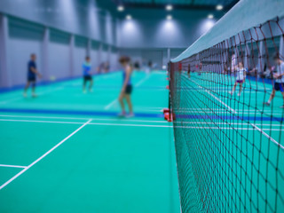 badminton net in the badminton court.