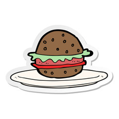 sticker of a cartoon burger on plate