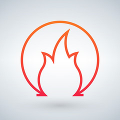 Fire or flame in circle simple Logo. Vector illustration isolated on white background.