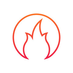 Fire or flame in circle simple Logo. Vector illustration isolated on white background.