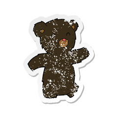 retro distressed sticker of a cartoon black bear
